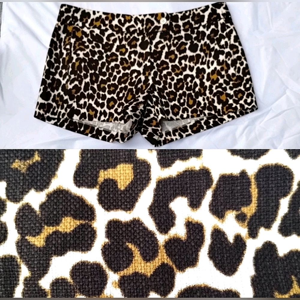 J.Crew Women's Shorts Leopard Animal Print 100% Cotton Sz 6 Coastal Safari Chic